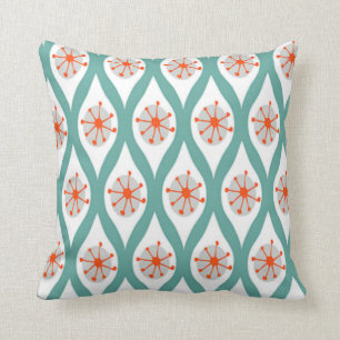 Orange und aquamarines abstraktes kissen