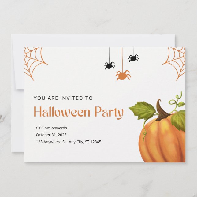 Orange und Beige Illustrative Happy Halloween (Vorderseite)