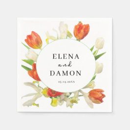 Orange und Beige Tulip Wedding Serviette