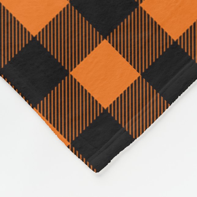 Orange und Black Buffalo Kariert Fleecedecke (Ecke)