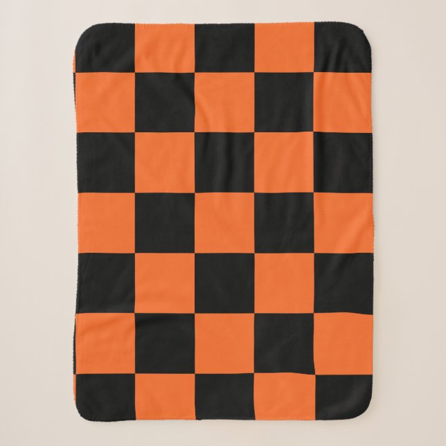 Orange und Black Buffalo Karo Kariert Sherpadecke (Vorderseite)
