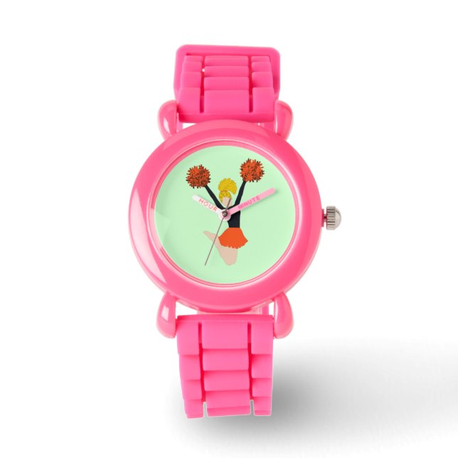 Orange und Black Cheerleader Watch Armbanduhr (Vorderseite)