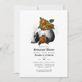 Orange und Black Floral Gothic Probe Dinner Einladung