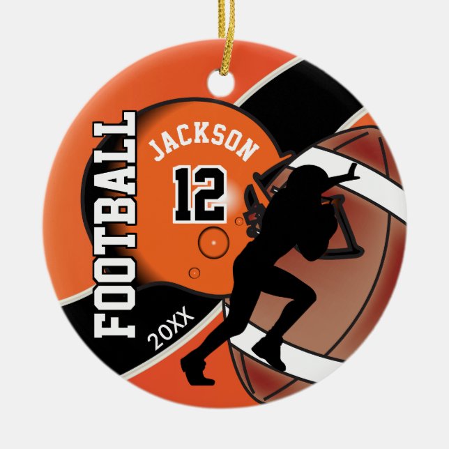 Orange und Black Football Player Keramikornament (Vorne)