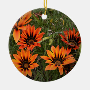 Orange und Black Gazanias Round Ornament