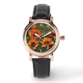 Orange und Black Gazanias Watch Armbanduhr