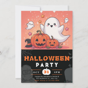 Orange und Black Ghosts Pumpkins Halloween Einladung