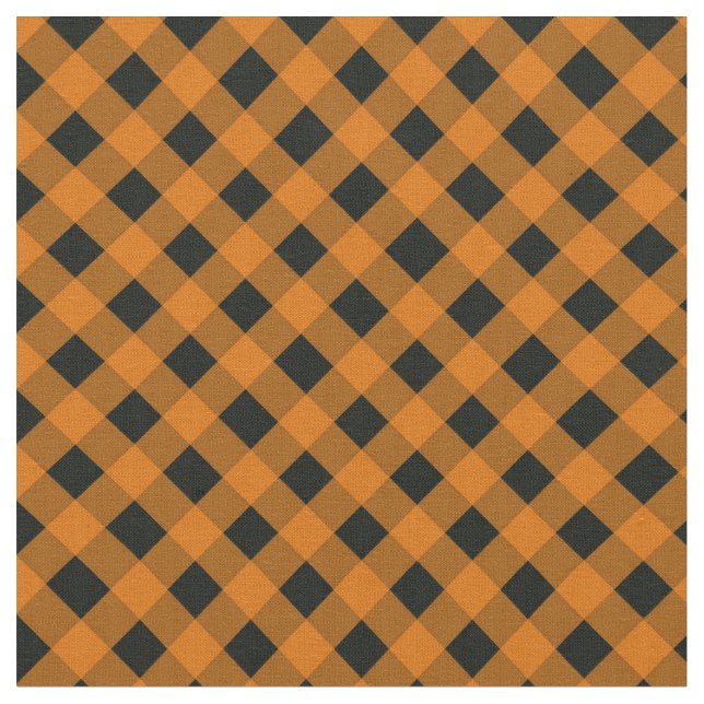 Orange und Black Gingham Prüfmuster Stoff (Nahaufnahme)