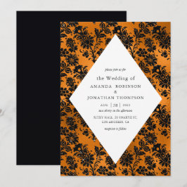 Orange und Black Glam Imitate Foil Wedding Einladung