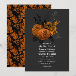 Orange und Black Gothic Einladung zur Hochzeit
