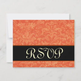 Orange und Black Grunge Damask UAWG Wedding RSVP Karte