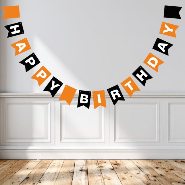 Orange und Black Happy Birthday Wimpelkette (Von Creator hochgeladen)