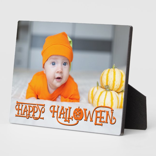 Orange und Black Happy Halloween Foto Fotoplatte (Seite)