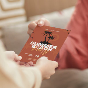 Orange und Black Illustration Summer Beach Party Einladung