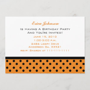 Orange und Black Polka Dot Party Einladungen