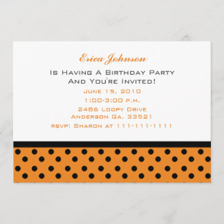 Orange und Black Polka Dot Party Einladungen