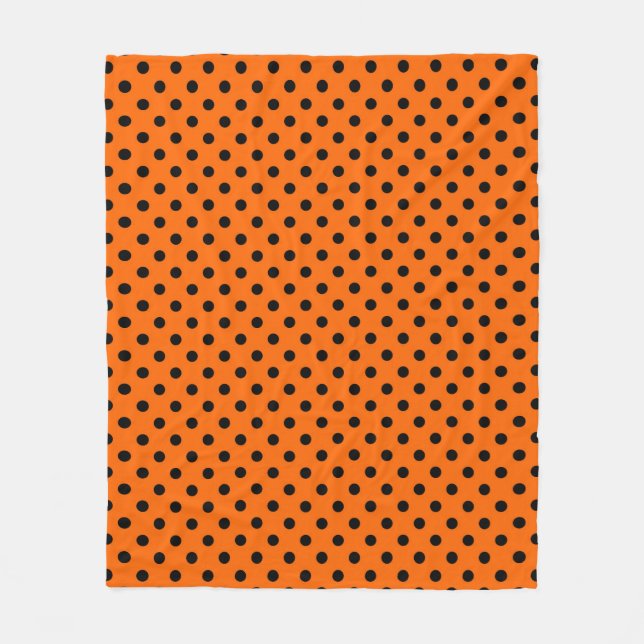 Orange und Black Polka Dots Fleecedecke (Vorderseite)