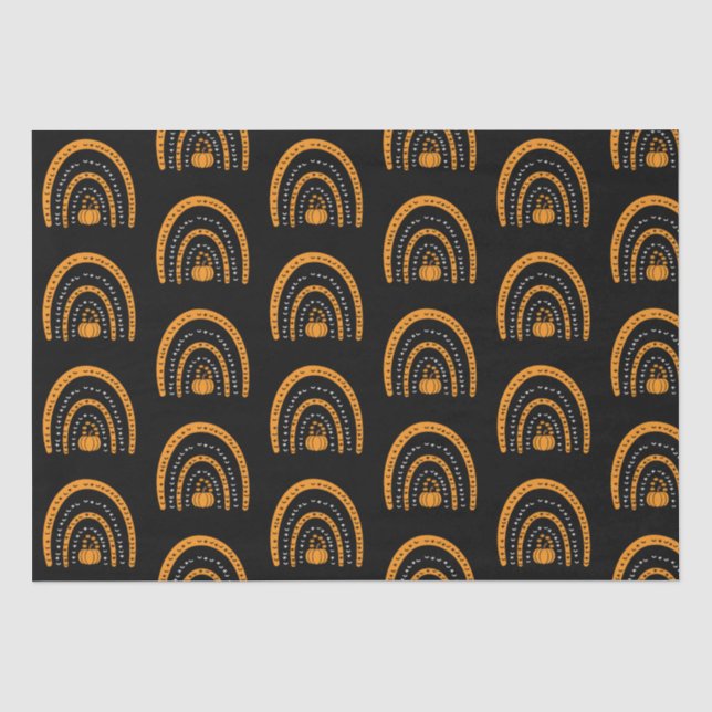 Orange und Black Rainbows Fledermäuse Schwarzes Ha Seidenpapier (Vorderseite)