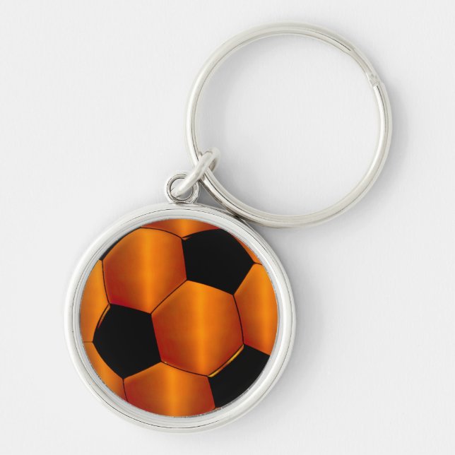 Orange und Black Soccer Ball Schlüsselanhänger (Vorne)
