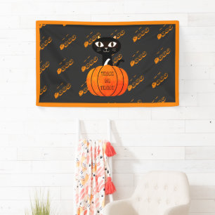 Orange und Black Spooky Cat Pumpkin Halloween Banner