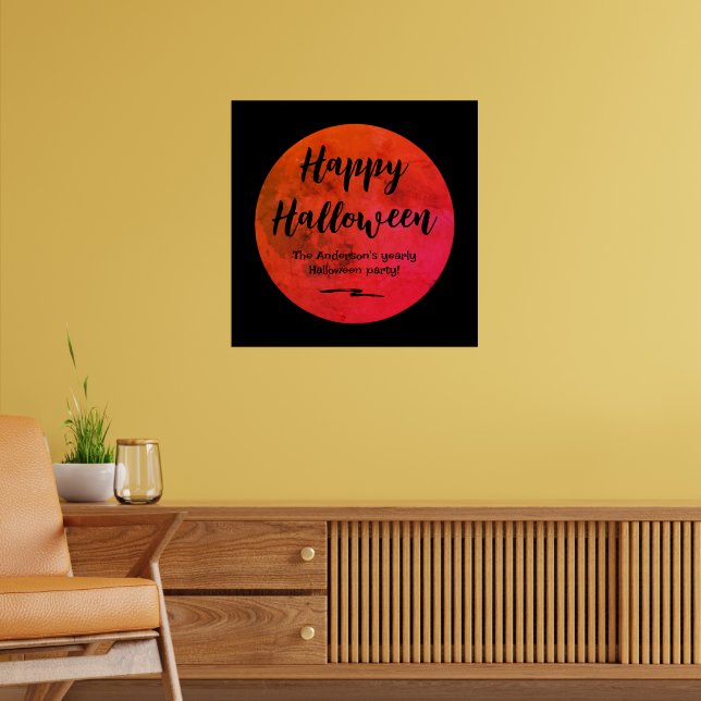 Orange und Black Spooky Full Moon Happy Halloween Poster (Wohnzimmer 2)