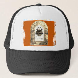 Orange und Black Spooky Full Moon Happy Halloween Truckerkappe