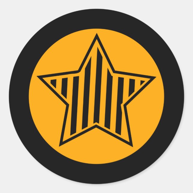 Orange und Black Star Round Aufkleber (Vorderseite)
