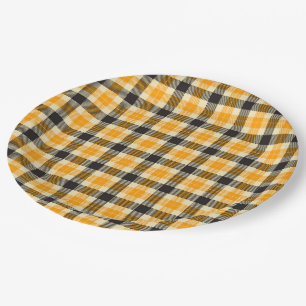 Orange und Black Tartan Kariert Paper Teller