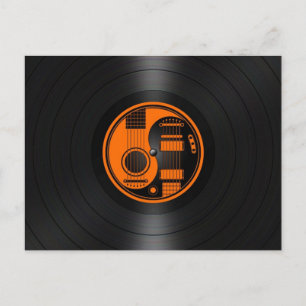 Orange und Black Yin Yang Gitarren Vinyl Graphic Postkarte