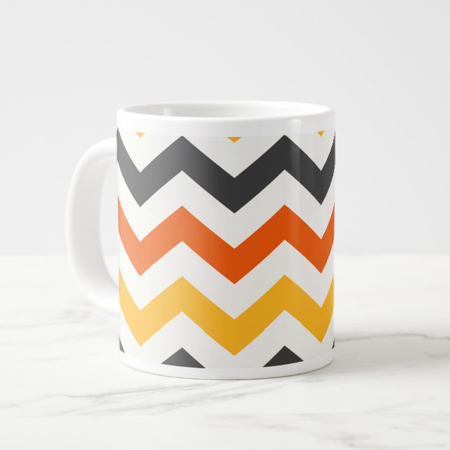 Orange und Black Zigzag Jumbo-Tasse (Vorderseite Links)