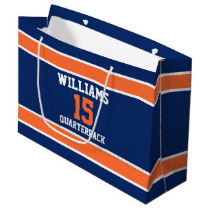 Orange und Blau 12,5” l x 4” b x 9” h Große Geschenktüte