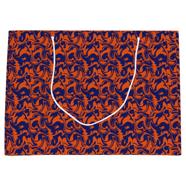 Orange und Blau abstrakt Große Geschenktüte (Vorderseite)
