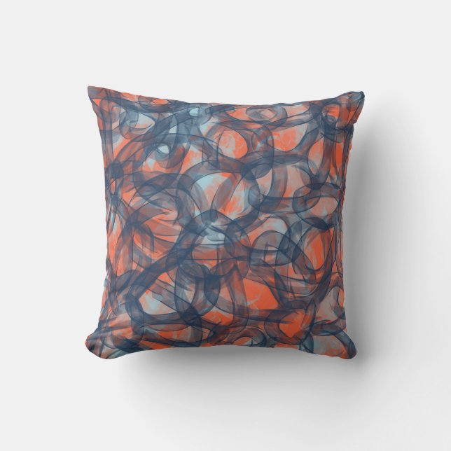 Orange und Blau Abstrakt Kissen (Vorderseite)