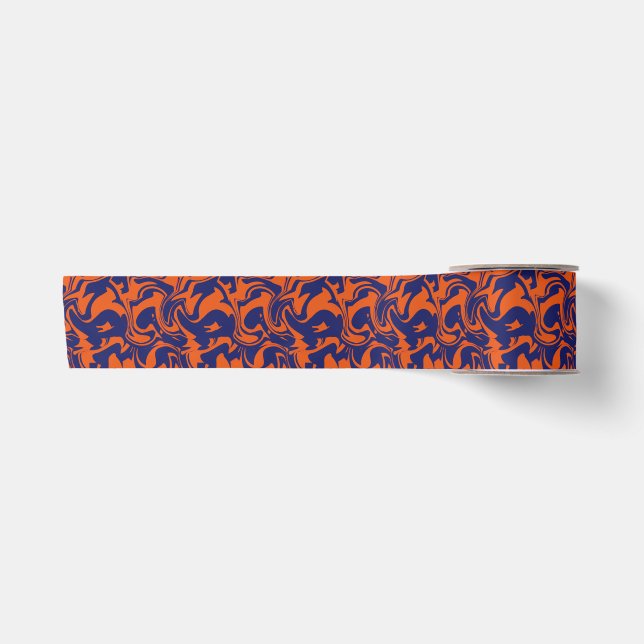 Orange und Blau abstrakt Satinband (Vorderseite)