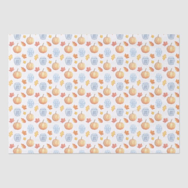 Orange und Blau, Herbstlaube mit Pumpkins Seidenpapier (Vorderseite)