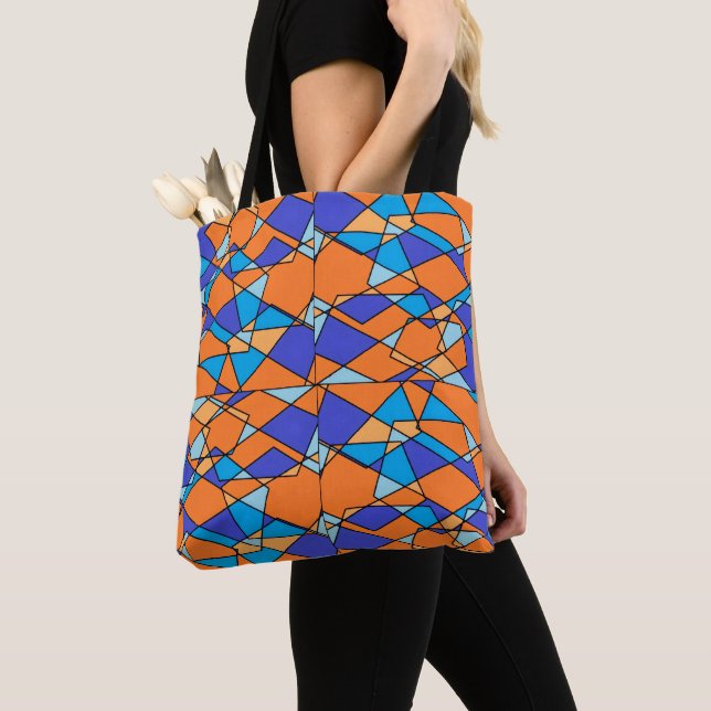 Orange und blaue Tote oder Crossbody-Tasche geomet Tasche (Von Nahem)
