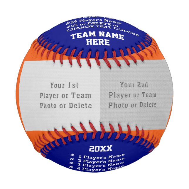 Orange und Blauer Baseball, PERSONALISIERT und BIL Baseball (Vorderseite)