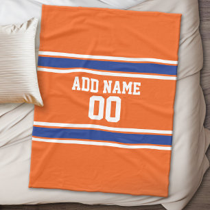 Orange und blauer personalisierter Sport Jersey Fleecedecke