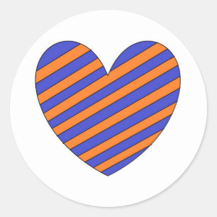 Orange und blaues Herz Runder Aufkleber
