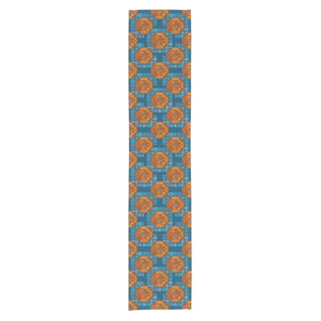 Orange und blaues Muster Kurzer Tischläufer (Vorderseite)