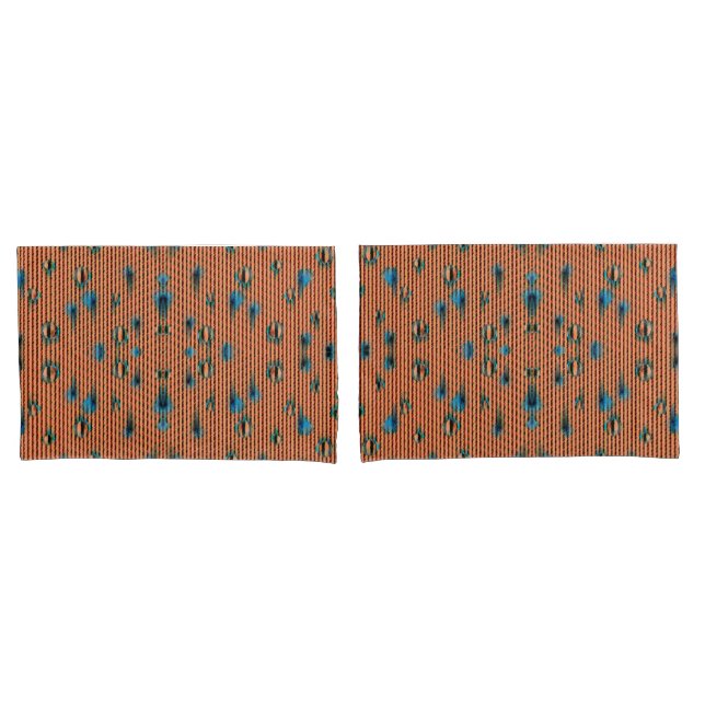 Orange und blaues Stoffmuster Kissenbezug (Vorderseite-Set)