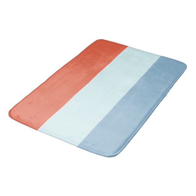 Orange und Blaustreifen Badematte (Schrägansicht)