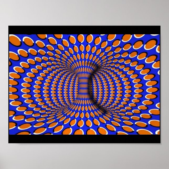 Orange und Blue 3D optische Illusion Poster (Vorne)