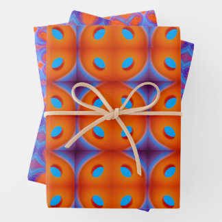 Orange und Blue Back to 70er Geschenkpapier Set