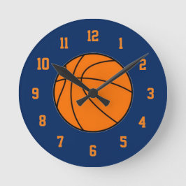 Orange und Blue Basketball Clock Runde Wanduhr