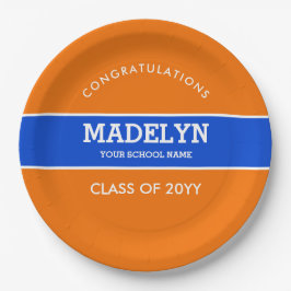Orange und Blue Custom Abschluss Paper Plate Pappteller