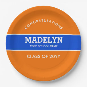Orange und Blue Custom Abschluss Paper Plate Pappteller