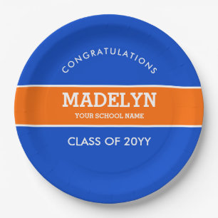 Orange und Blue Custom Abschluss Paper Plate Pappteller