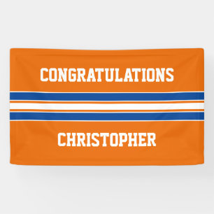 Orange und Blue Custom Sports Abschluss Banner