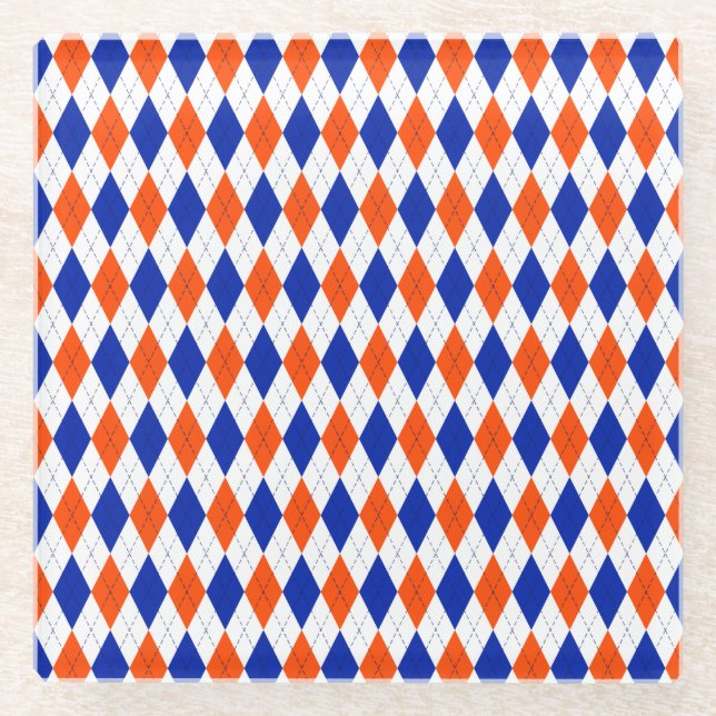 Orange und Blue Diamond Glasuntersetzer (Vorderseite)